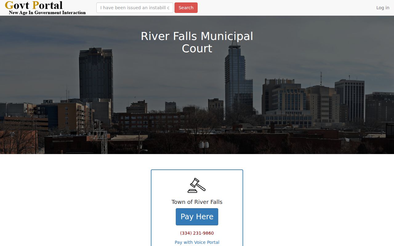 River Falls payment screen for a Covington County traffic warrant case