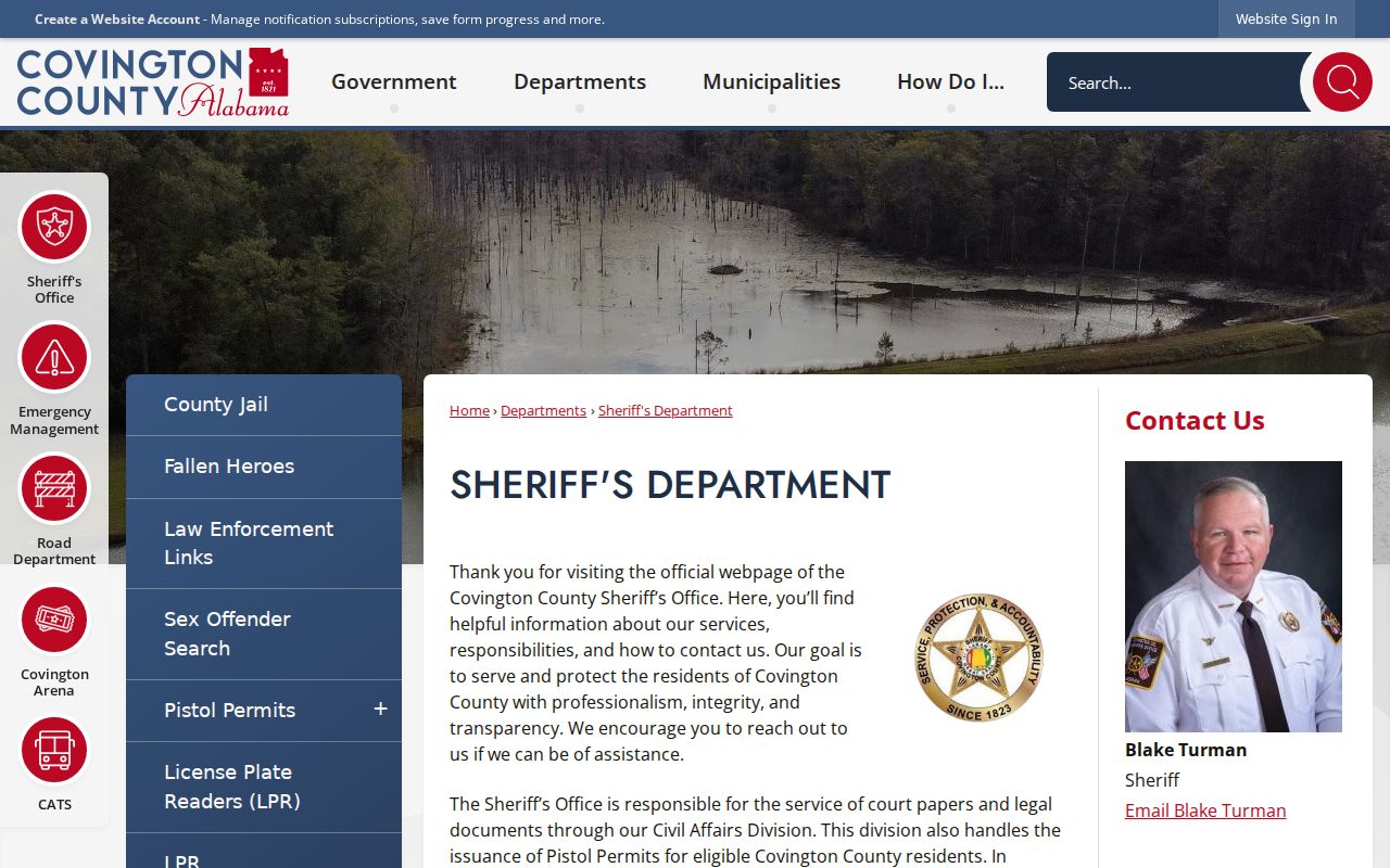 Covington County warrant service and Civil Affairs contact